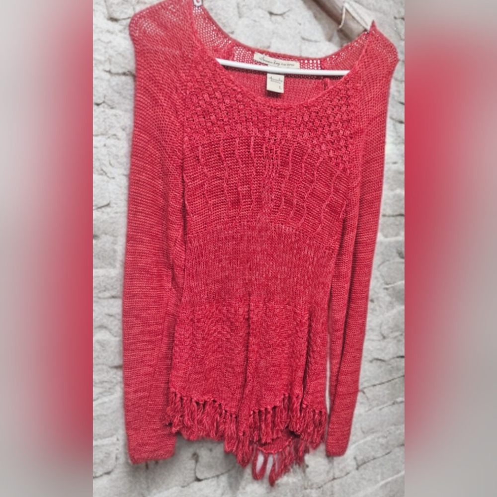 American Rag Women's Red Textured Sweater! 🧶❤️ #Sweater #Fashion #Style 🤩✨🥳